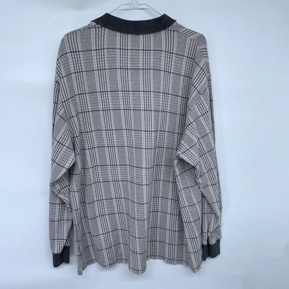 Vintage 90s Chaps Ralph Lauren Mens Plaid Long Sleeve Polo Shirt Large Cotton‎